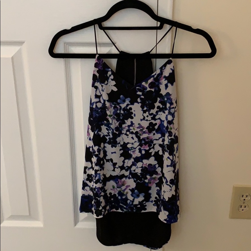 Express Barcelona Blouse: Reversible Black/Floral